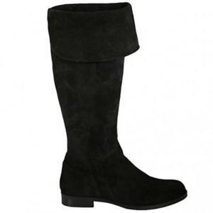 COPY - ALEXIS BENDEL WOMEN'S BOOT WITH TURN-UP AND ZIPPER IN BLACK SUEDE. SIZE 8